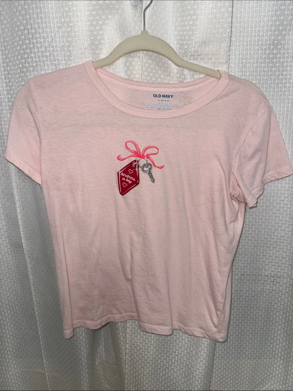 Old Navy Pink Girls' Short Sleeve Tee with Tag & Key Graphic 100% Cotton